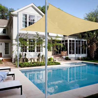 Beige HDPE Rectangle Sun Shade Sail for Patio, 13x10 ft