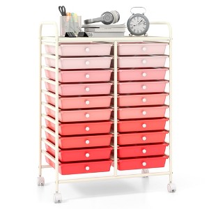 Tangkula Office Rolling Cart 20 Storage Drawers Scrapbook Paper Studio Organizer Pink Gradient - 1 of 4