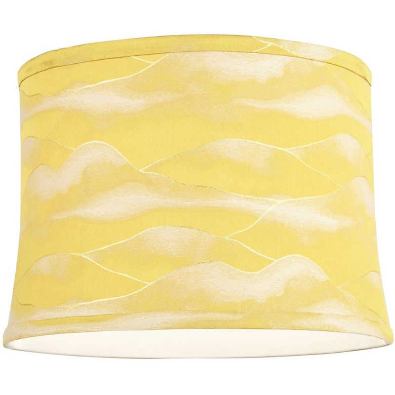 Springcrest Print Drum Lamp Shade Gold White Medium 13" Top x 14" Bottom x 10" High Spider Replacement Harp and Finial Fitting, 4 of 8