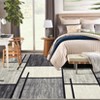 2 x 6 ft Polyester Velvet Towel Gray Rectangular Hallway Bathroom Entryway Kitchen Office Foldable Block Printed Modern Washable Area Rug - 3 of 4