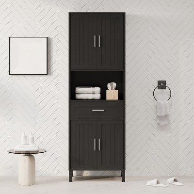 70.9" Bathroom Storage Cabinet, Freestanding Slim Floor Cabinet with Adjustable Shelves, Kitchen Pantry Cabinet for Living Room Kitchen
