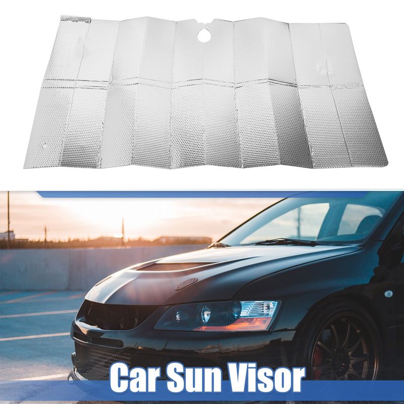 Unique Bargains Car Front Windshield Interior Anti-UV Against Heat Rays Sun Shade Silver Tone 51.18''x27.56'' 1 Pc, 2 of 7