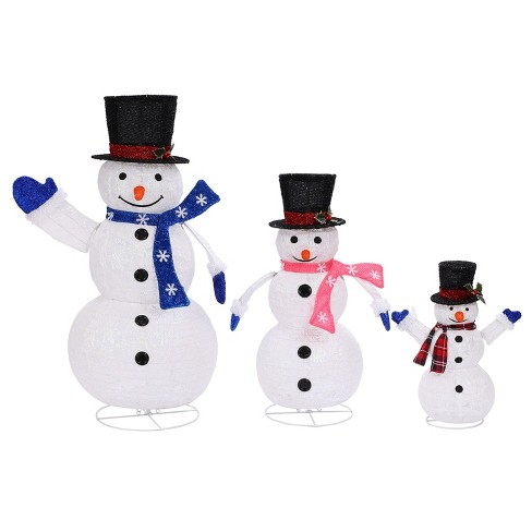 Luxenhome Set Of 3 Snowman Family Lighted Led Winter Holiday Yard ...