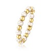 Pure Collection by Ross-Simons 3-3.5mm Cultured Pearl and 14kt Yellow Gold Bead Stretch Ring - 3 of 4