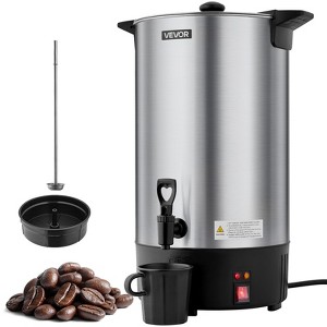 VEVOR Commercial Coffee Urn, 100 Cup 15 L Hot Beverage Dispenser with Dripless Faucet, Quick-Brewing Stainless Steel Commercial Coffee Maker, Silver - 1 of 4