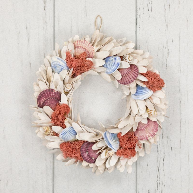 Northlight Artificial Seashells Wooden Wreath - 13" - White, 5 of 6