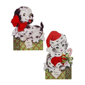 Christmas Furry Friends Dummy Boards Mdf Kitten Puppy Vintage Rl0831 6.5 Inch Furry Friends Dummy Boards Kitten Puppy Vintage Figurines - 1 of 3