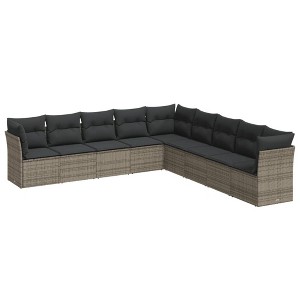 vidaXL Garden Sofa Set Grey PE rattan, powder-coated steel Large Modular - 1 of 4