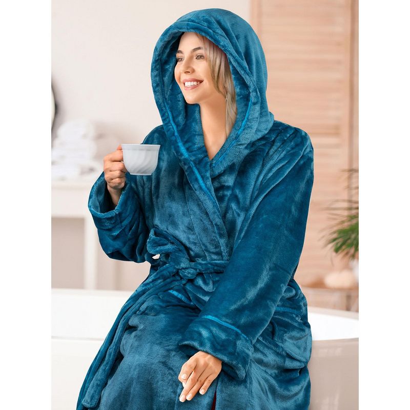 PAVILIA Fleece Robe For Women, Plush Warm Bathrobe, Fluffy Soft Spa Long Lightweight Fuzzy Cozy, Satin Trim, 5 of 7