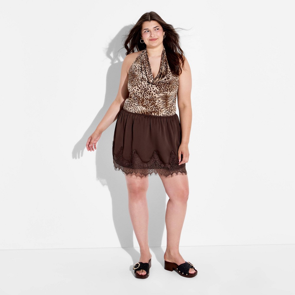 Women's Lace Trim Skort - Wild Fable™ Brown 4X