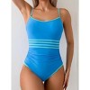 Eomenie Women's One Piece Swimsuit Tummy Control Bathing Suit Spaghetti Strap Color Block Swim Suit 1 Piece Slim Swimwear - 2 of 3