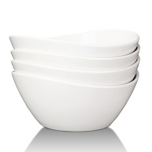 42 Oz Serving Bowls,8" Porcelain Bowls Set of 4,Large Oval Ceramic Dessert Bowlsfor Salad Ice Cream Snack Cereal Pasta Soup,Microwave&Dishwasher Safe - 1 of 4