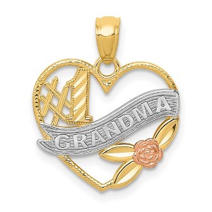 Black Bow Jewelry 14k Two Tone Gold and White Rhodium #1 Grandma Heart Pendant, 16mm - 1 of 4