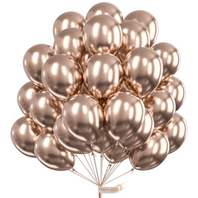 PartyWoo Balloons Champagne Gold Metallic 12 Inch 50 pcs