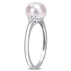 EVERLY JEWELRY | Sterling Silver 1/10 CT TGW White Cubic Zirconia And 7.5 - 8 MM White Freshwater Cultured Pearl Fashion Ring - 2 of 4