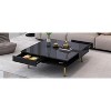 Wooakway Exquisite High Gloss Coffee Table with 4 Golden Legs and 2 Small Drawers - 2 of 4