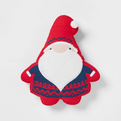 Gnome Shaped with Sherpa Beard Christmas Throw Pillow Red - Wondershop™