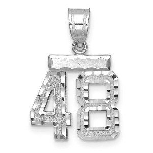 Black Bow Jewelry 14k White Gold, Varsity Collection, Small D/C Pendant, Number 48 - 1 of 3