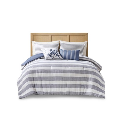 Brooks Coastal 5 Piece Oversized Cotton Stripe Comforter Set