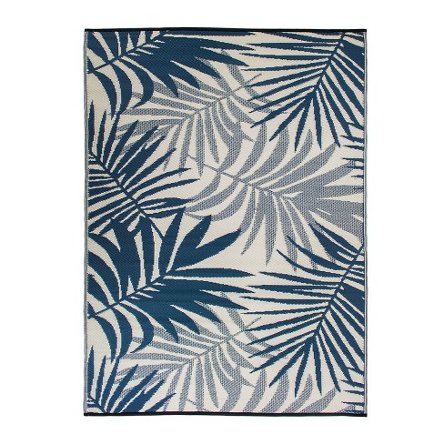 Veranda Gray Floral Leaf Waterproof Plastic Outdoor Area Rug