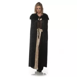 Underwraps Women's Panne Renaissance Costume Cape w/ Faux Fur Trim - Black
