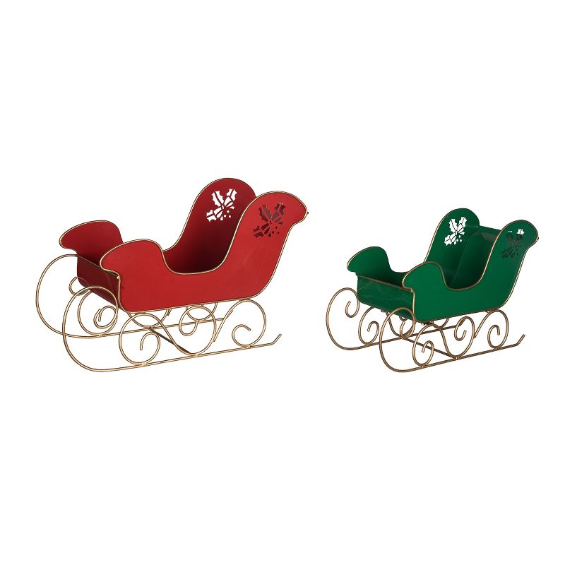 Transpac Metal 15.25 in. Multicolor Christmas Merry Sleigh Container Set of 2, 2 of 4