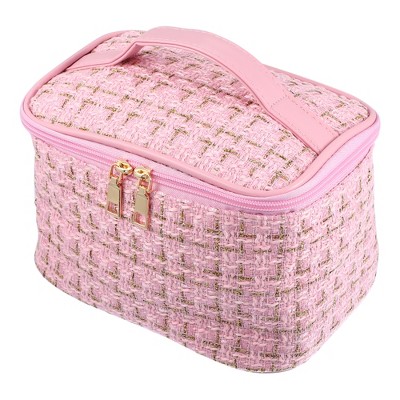 Unique Bargains Plaid Pattern Makeup Bag Cosmetic Travel Bag Woolen ...