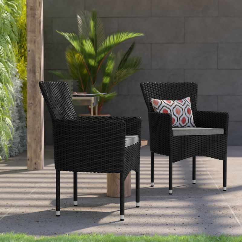 Flash Furniture Maxim Modern Wicker Patio Armchairs for Deck or Backyard, Fade and Weather-Resistant Frames and Cushions, 4 of 12