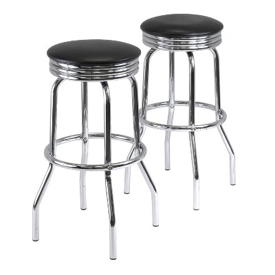 Photo 1 of 2pc Summit Swivel Stools Metal with Faux Leather Barstools Black - Winsome