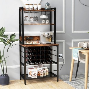 MOEPISY Wine Rack with 4 Tier Storage Shelves and Glass Holders - 1 of 4