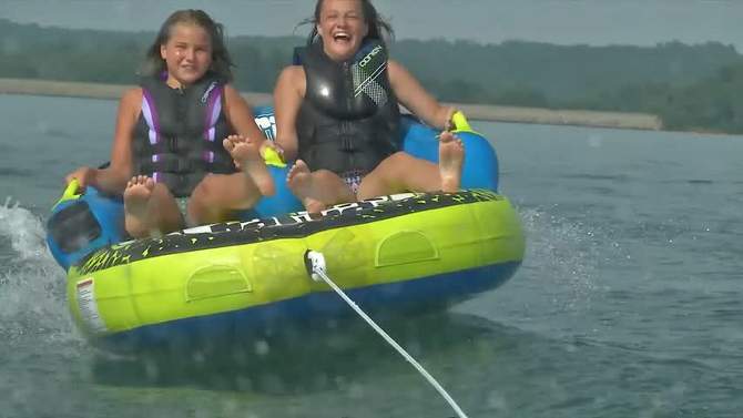 O'Brien Watersports Kickback Inflatable 2 Person Towable Boat Tube Raft, 2 of 8, play video