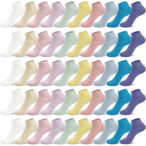 GENTLEAGU Women's Viscose Bamboo Ankle Socks - Thin, Soft & Breathable Assorted Color, 50 Pairs Wholesale Family Bulk Pack - 1 of 4