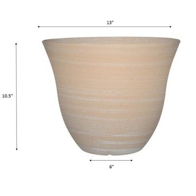 Beige 13-Inch Resin Indoor/Outdoor Round Planter