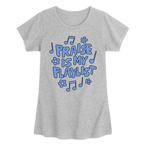 Girls' - Instant Message - Praise Is My Playlist Fitted Short Sleeve Graphic T-Shirt - 1 of 4