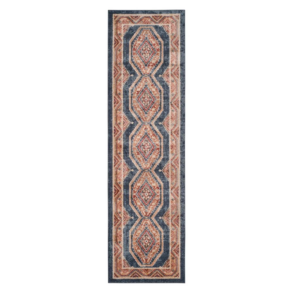 2'3inx10' Runner Medallion Royal/Rust - Safavieh