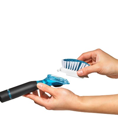 OXO Soap Dispensing Dish Brush Storage Set: Nylon Scrub Brush for Multi-Surface Cleaning, Black