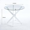 NicBex 35.43" Mid-century Round Dining Table,Kitchen Table with Glass Table Top and Metal Cross Legs for 2-4 Seaters,White - 3 of 4
