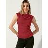 Allegra K Women's Summer Cowl Neck Ruched Stretch Sleeveless Casual Solid Top - 3 of 4