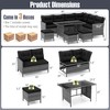 Costway 7 PCS Patio Dining Furniture Set PE Rattan Sectional Sofa Set with Soft Cushions White/Black/Blue/Gray - 3 of 4