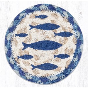 Earth Rugs Square 5" Fish Coaster Cotton Blend Rustic Beach House Accent - 1 of 3