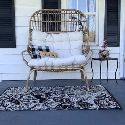 30 x 50 Leaves Outdoor Rug Black - Threshold™