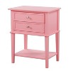 HomeStock Pink Nightstand 28x22x16 Vibrant Bedside Table with Open Shelf Storage, Sleek Modern Style for Bedroom or Guest Room - 2 of 4