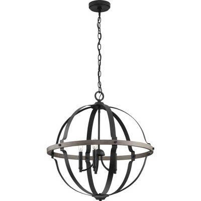 Matte Black Glass Globe Farmhouse Pendant Light