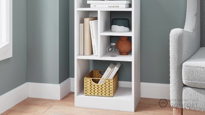 White 35.43" Modern Cubed Bookcase with 5 Shelves