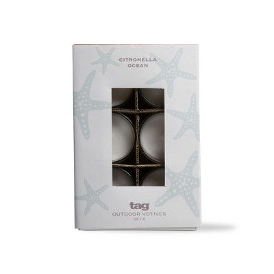 tagltd Citro Ocean Glass Votives Set Of 6 Scented Glass Candle With Notes Of Fresh Aloe Melon And Woddy Florals
