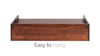 Rustic Farmhouse Medium Brown Wood Floating Console with Storage