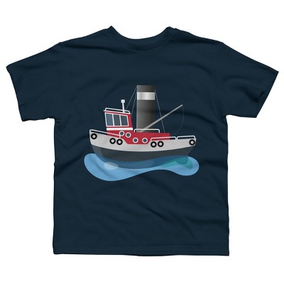 Boy's Design By Humans Cute fishing trawler boat cartoon illustration By thefrogfactory T-Shirt