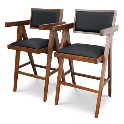 Vynxaria Black Dining Chairs - Mid-Century Modern Counter Seating with Elegant Design