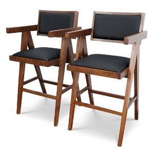 Vynxaria Black Dining Chairs - Mid-Century Modern Counter Seating with Elegant Design - 1 of 4