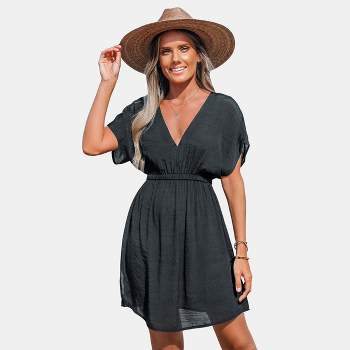 Women's Dolman Sleeve Lace Trims Cover-Up Dress - Cupshe